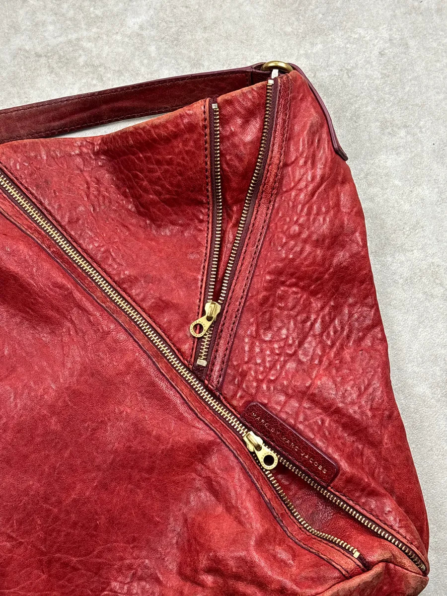 Marc Jacobs Red Leather Diagonal Zip Shoulder Bag QKGubScq 5