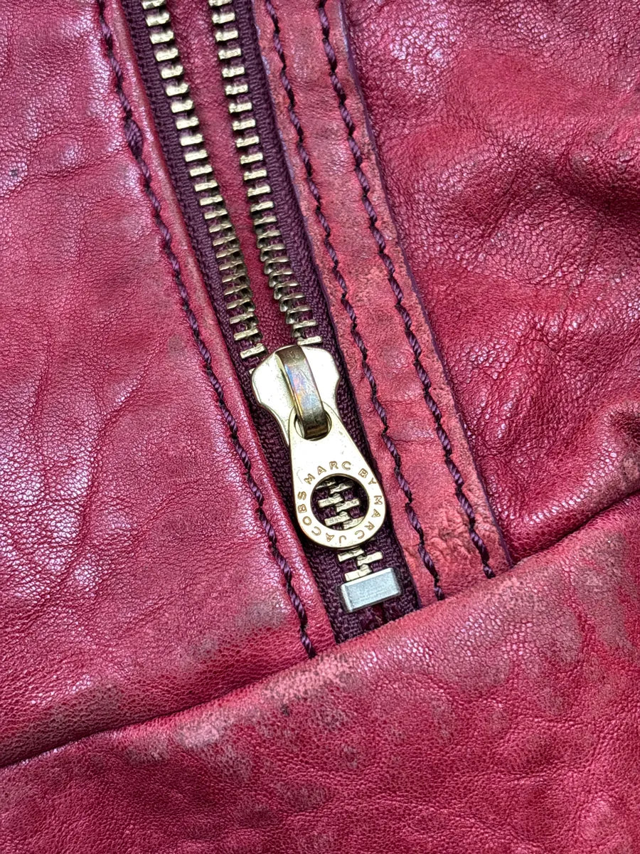 Marc Jacobs Red Leather Diagonal Zip Shoulder Bag QKGubScq 8