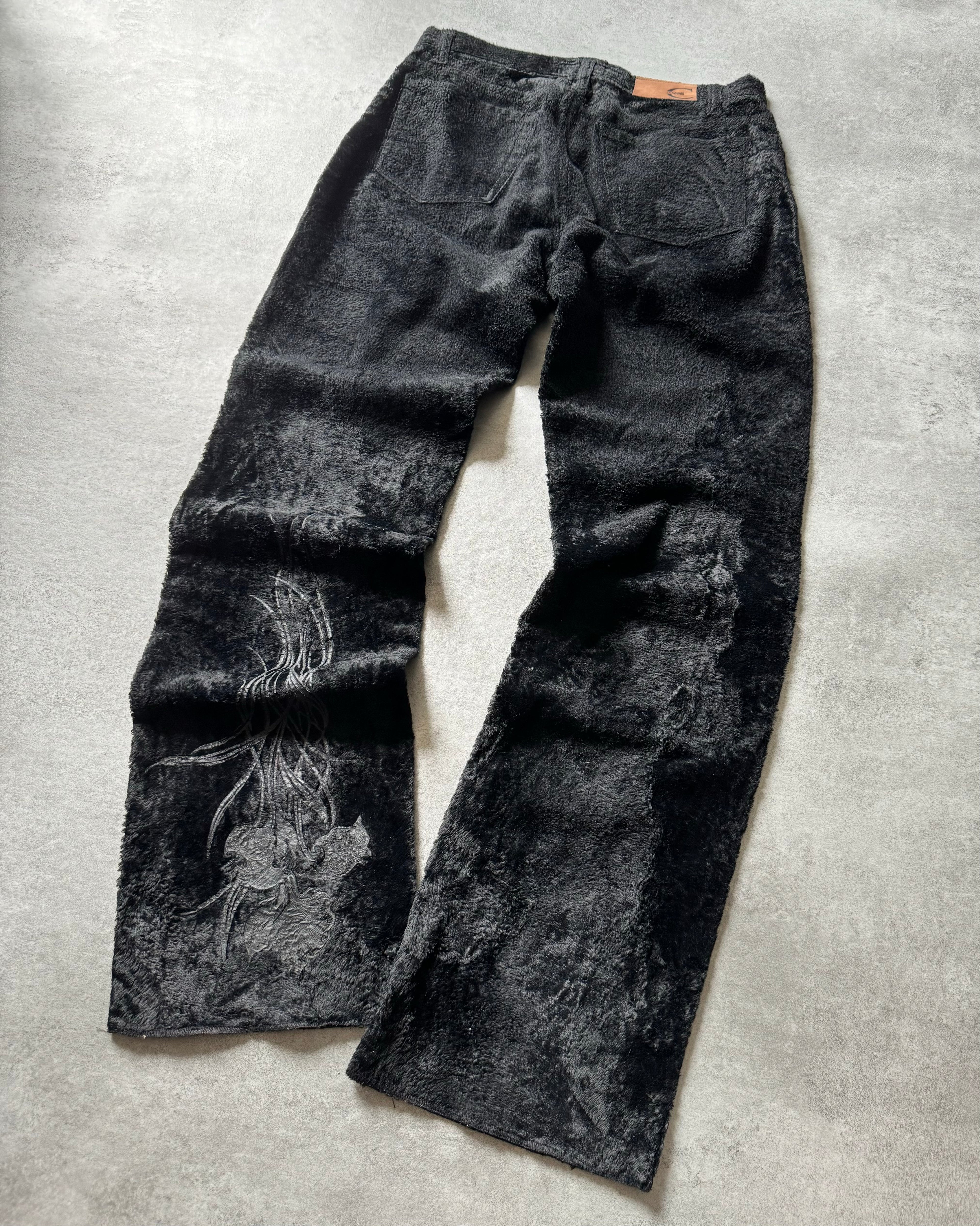 2000s Cavalli Pony Hair Black Cozy Pants  (M) - 2