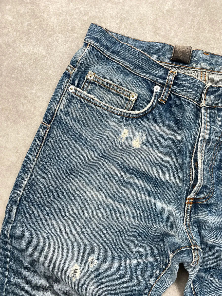 2000s Dior Blue Denim Distressed Faded Wash Jeans by Hedi Slimane QOeNGNDj 8
