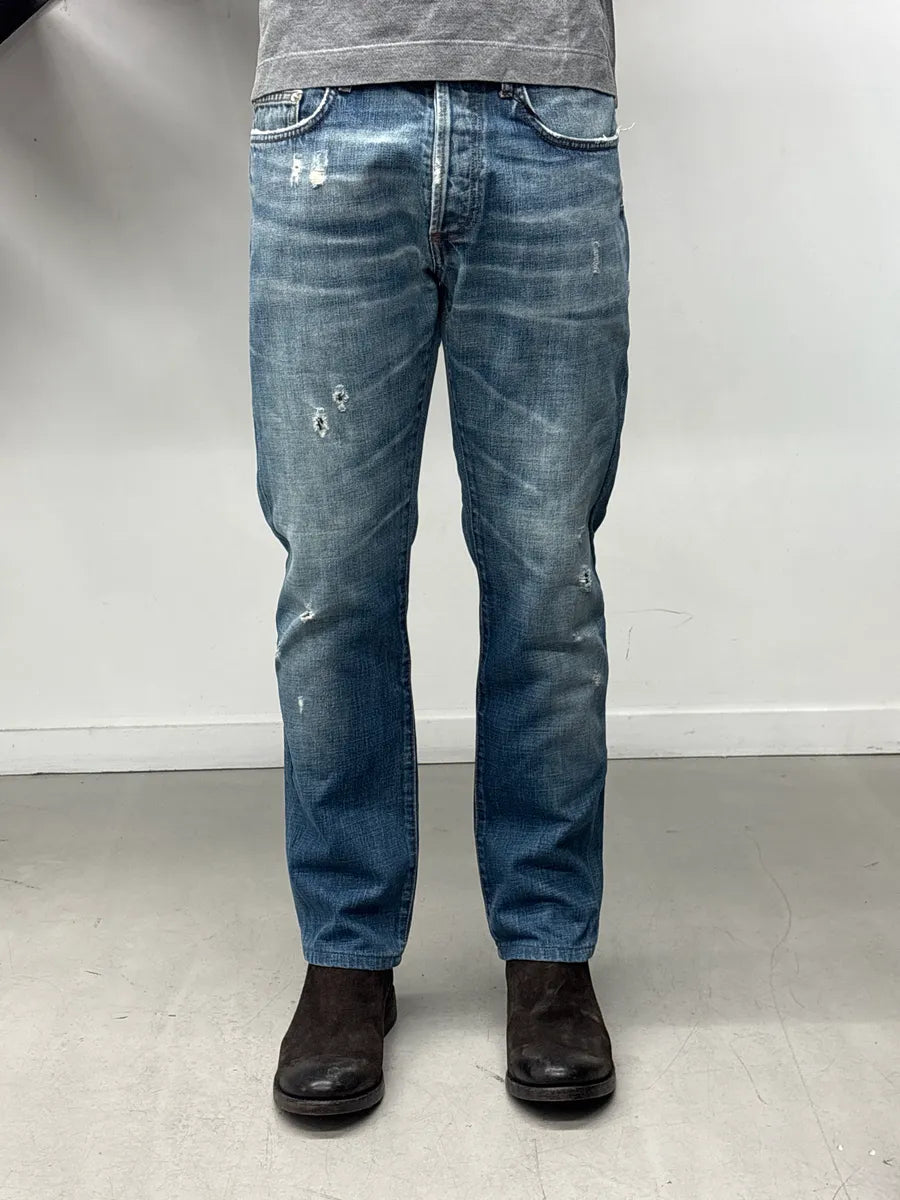 2000s Dior Blue Denim Distressed Faded Wash Jeans by Hedi Slimane QOeNGNDj 1