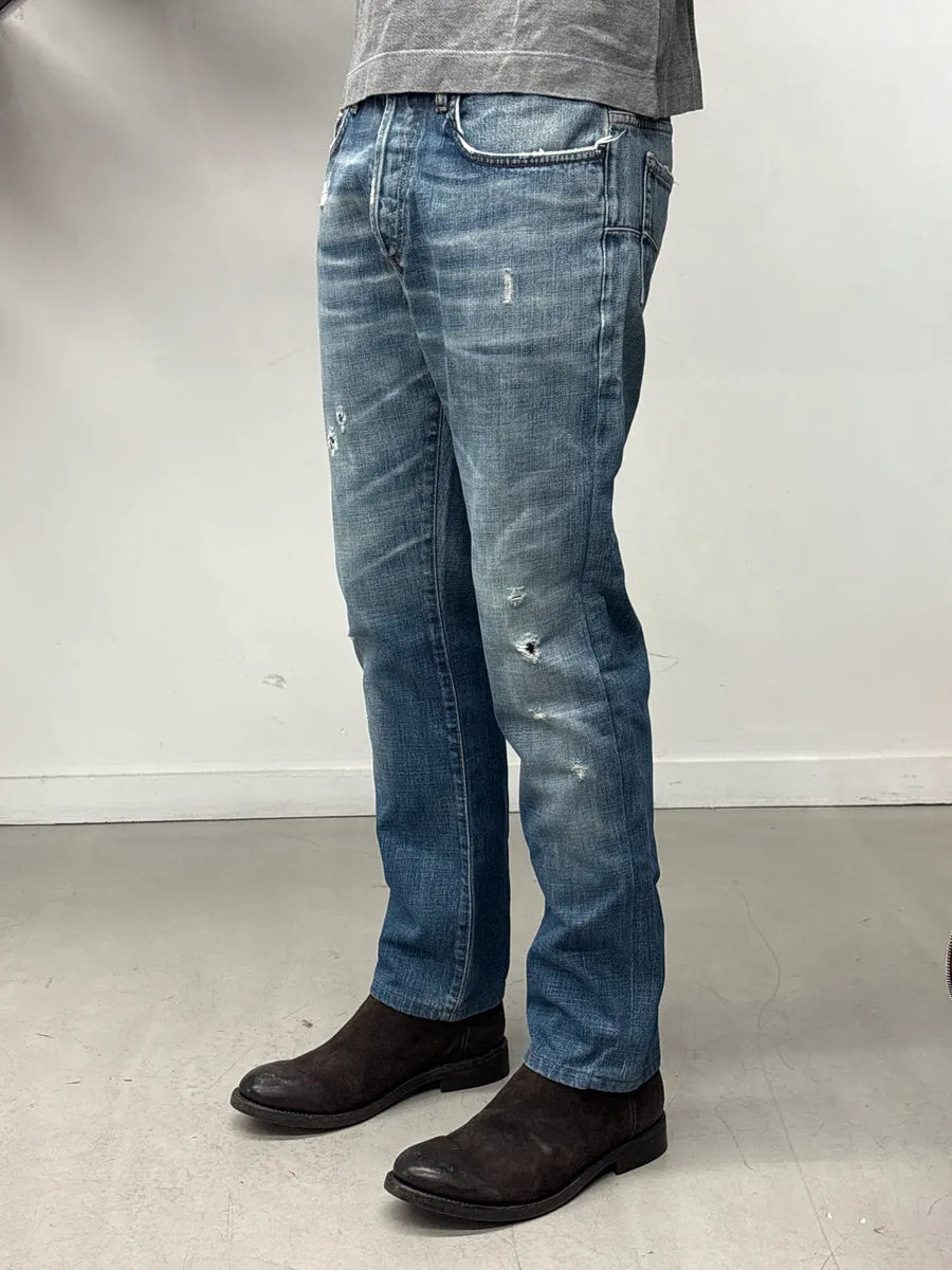 2000s Dior Blue Denim Distressed Faded Wash Jeans by Hedi Slimane QOeNGNDj 2