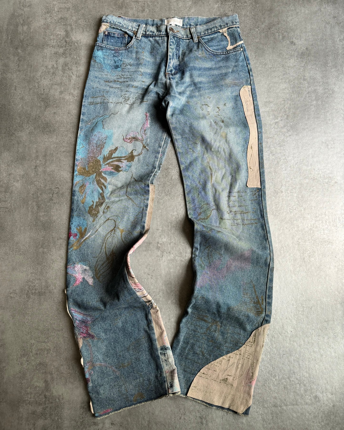 AW2002 Roberto Cavalli Leather & Denim Rebel Artistic Pants (M/L) - 1