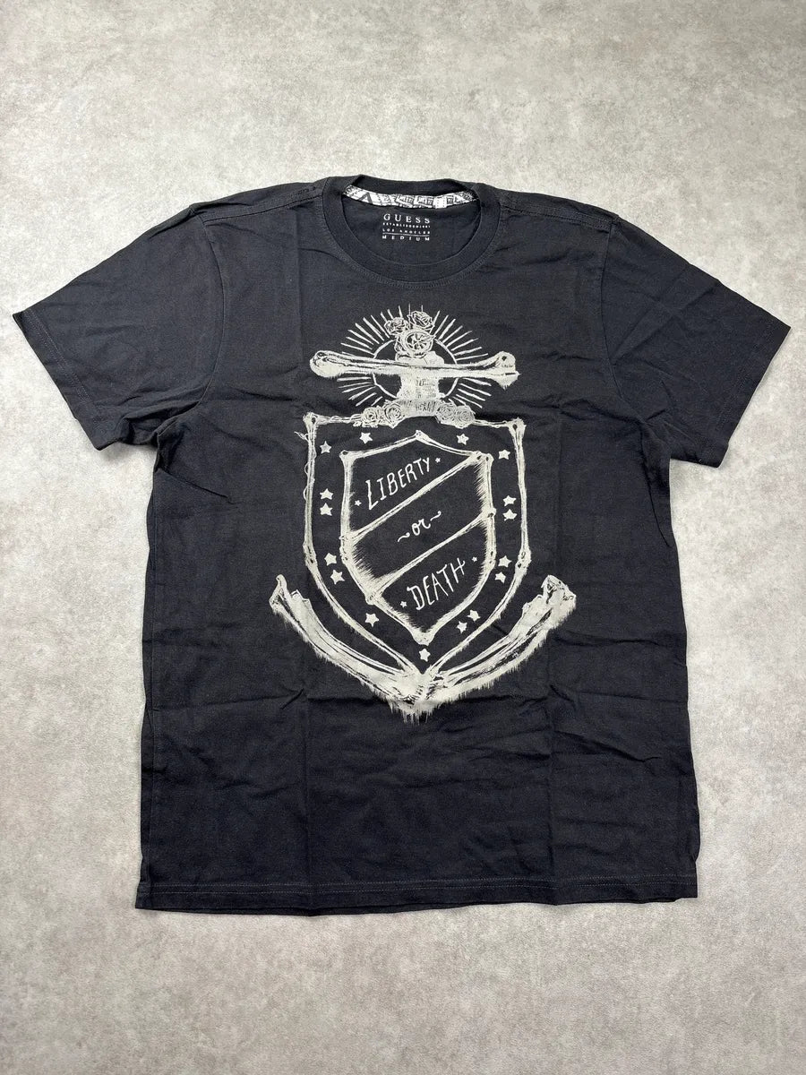 2010s Guess Black Liberty or Death Crest T-Shirt QQTjqpAy 0