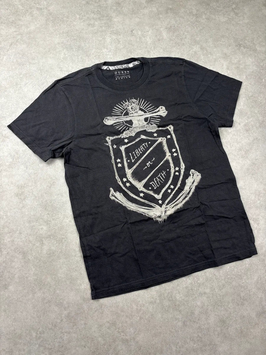 2010s Guess Black Liberty or Death Crest T-Shirt QQTjqpAy 3