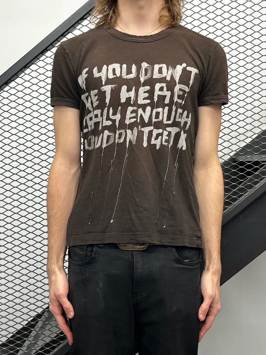 2000s Dolce & Gabbana Dark Brown Text Paint-Drip T-Shirt QQfVdYeK 1