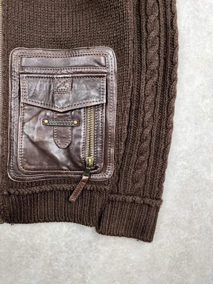 AW2008 Dolce & Gabbana Dark Brown Wool Leather Patch Pocket Jacket QUWxbyHV 8