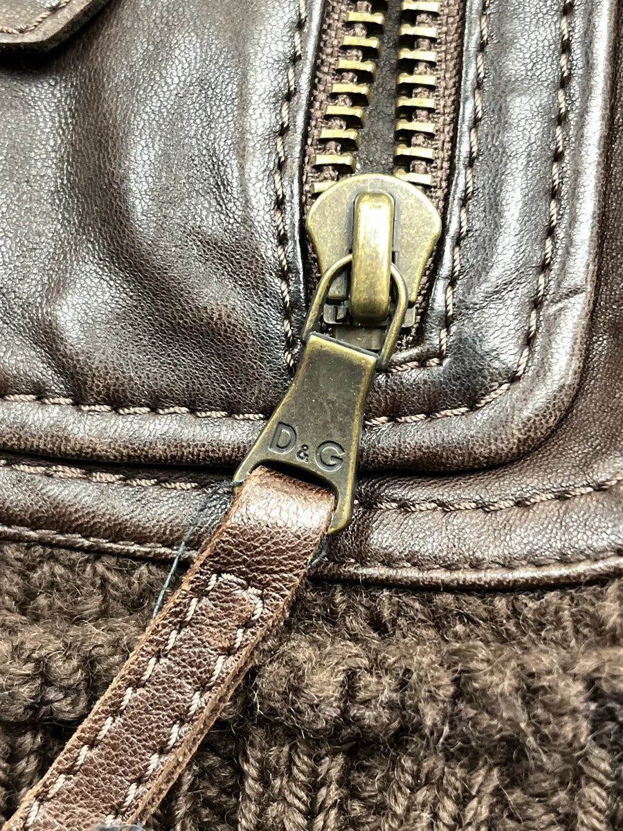 AW2008 Dolce & Gabbana Dark Brown Wool Leather Patch Pocket Jacket QUWxbyHV 9