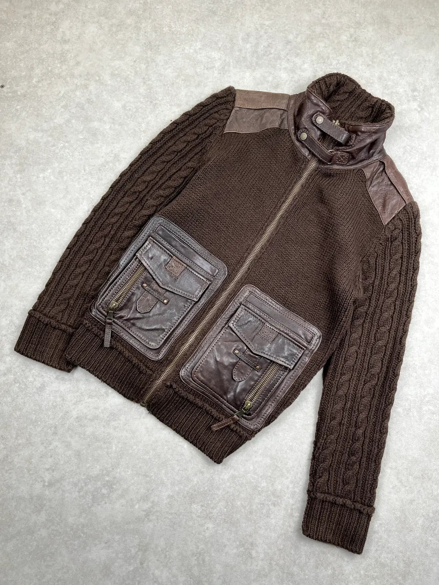 AW2008 Dolce & Gabbana Dark Brown Wool Leather Patch Pocket Jacket QUWxbyHV 5