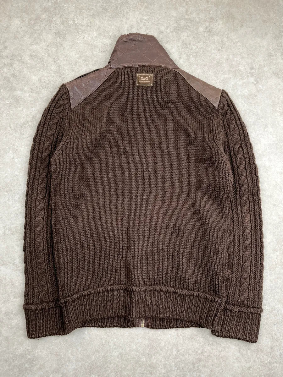 AW2008 Dolce & Gabbana Dark Brown Wool Leather Patch Pocket Jacket QUWxbyHV 4