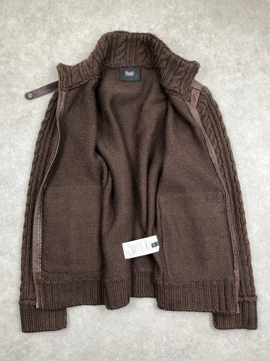 AW2008 Dolce & Gabbana Dark Brown Wool Leather Patch Pocket Jacket QUWxbyHV 3