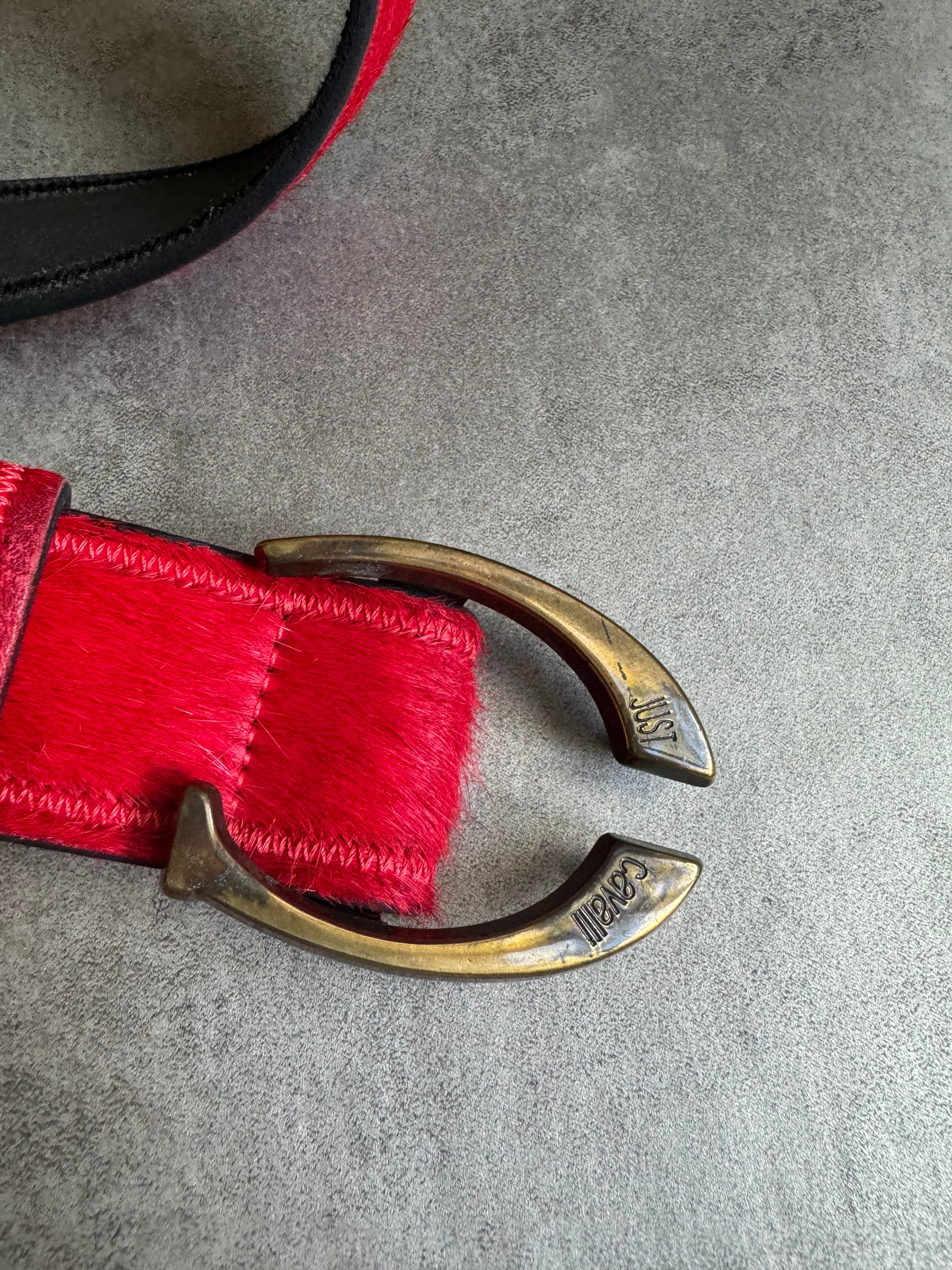 SS2004 Cavalli Red Pony Hair Leather Belt  (OS) - 9