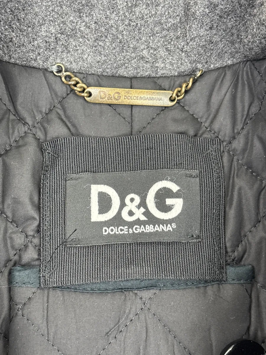 AW2009 Dolce & Gabbana Grey Wool Double-Breasted Officer Long Coat QZjBiRQl 14