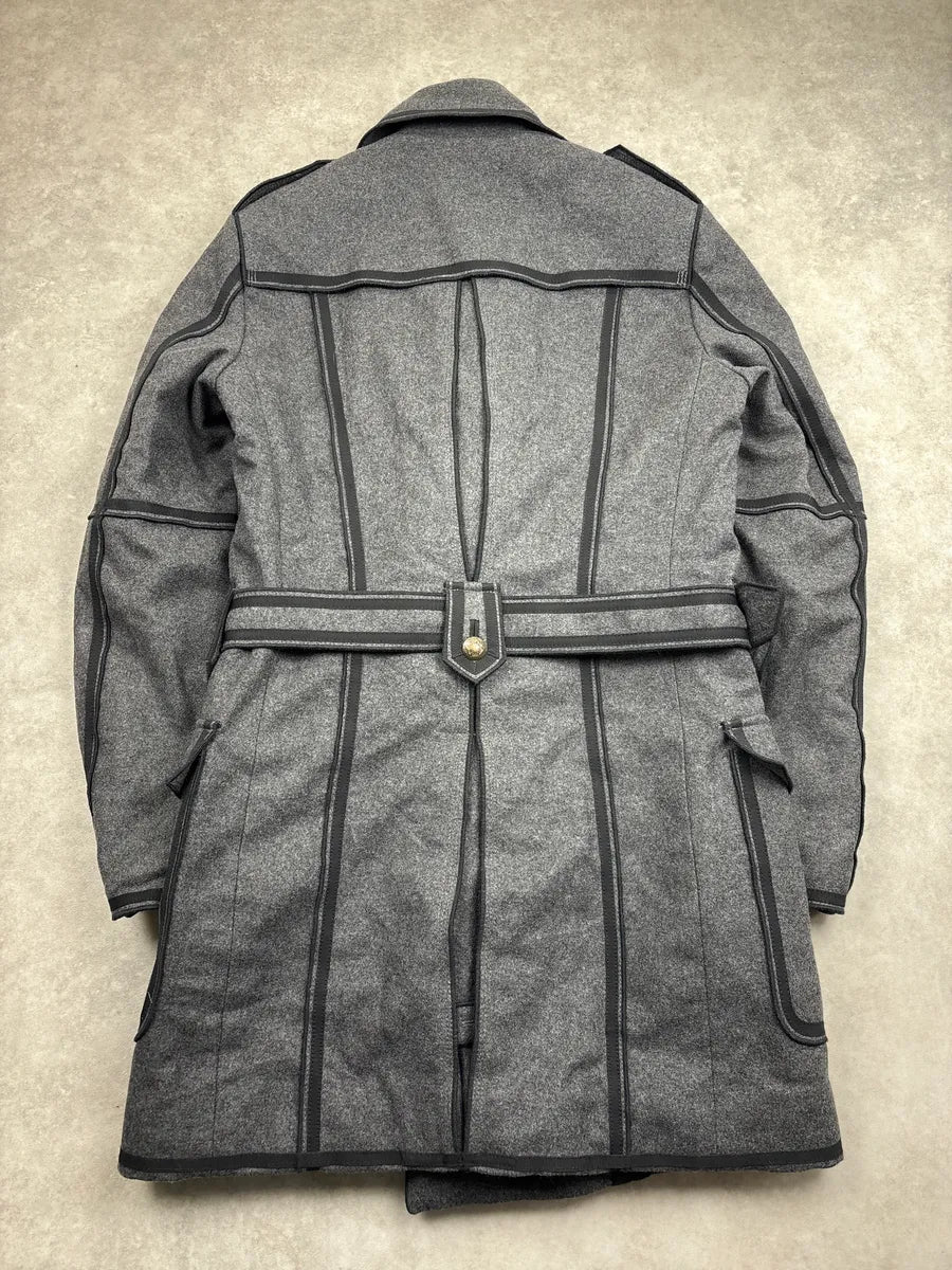 AW2009 Dolce & Gabbana Grey Wool Double-Breasted Officer Long Coat QZjBiRQl 6