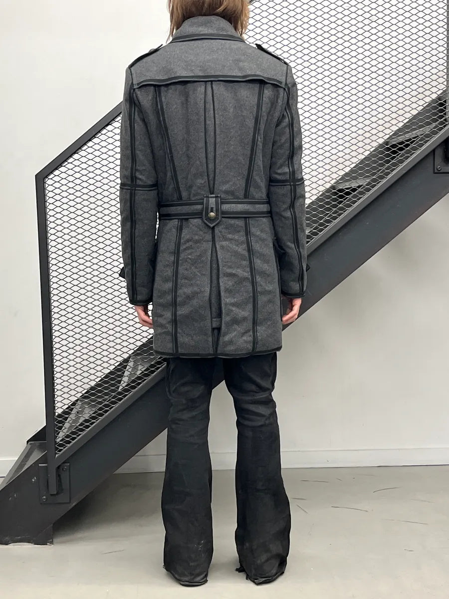 AW2009 Dolce & Gabbana Grey Wool Double-Breasted Officer Long Coat QZjBiRQl 3