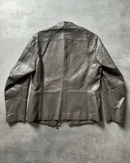 SS2015 Emporio Armani Olive Samurai Asymmetrical Leather Jacket (M) - 2