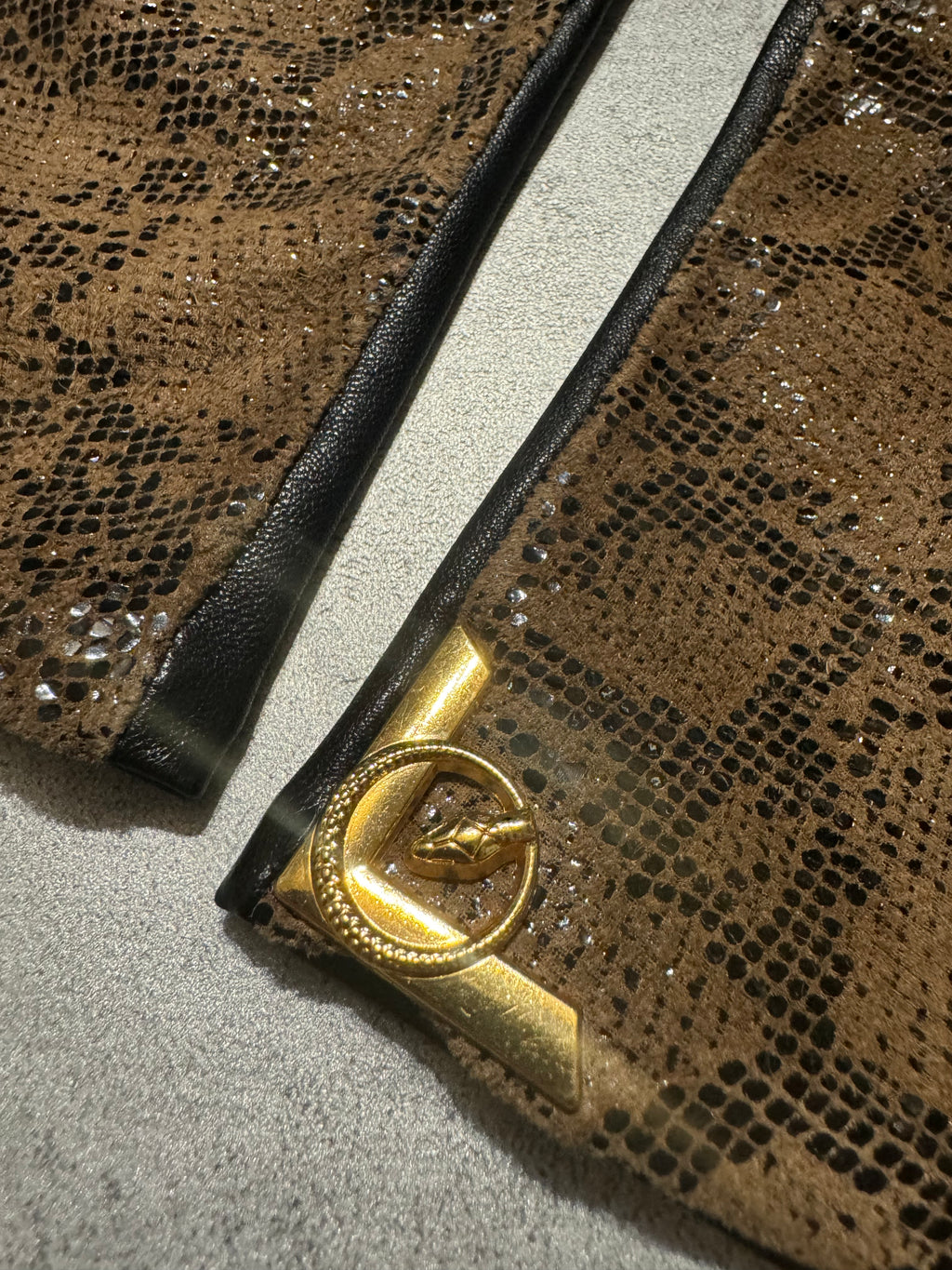 Brown Python Effect Black & Brown Gloves (OS) - 5