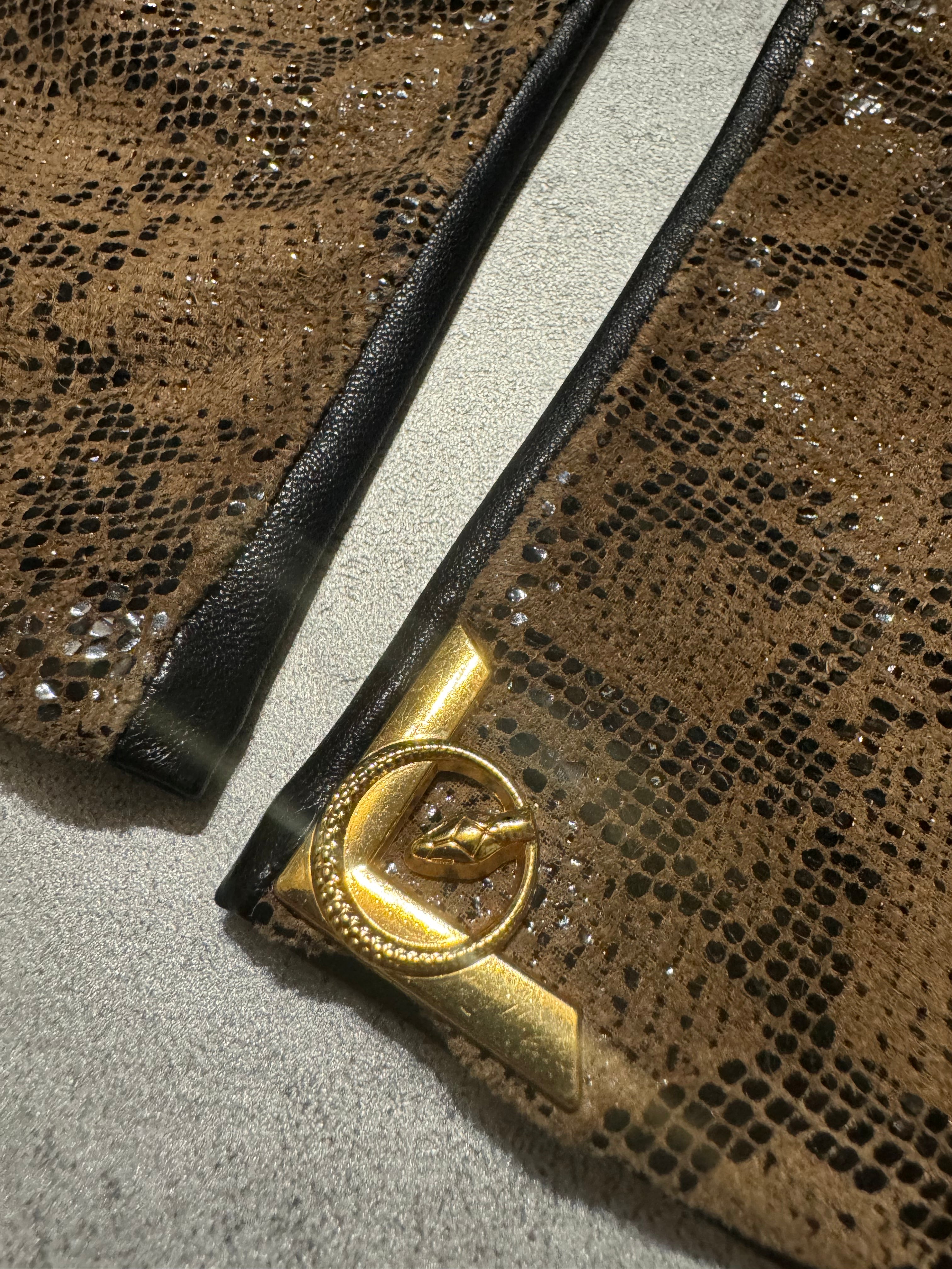 Brown Python Effect Black & Brown Gloves (OS) - 5
