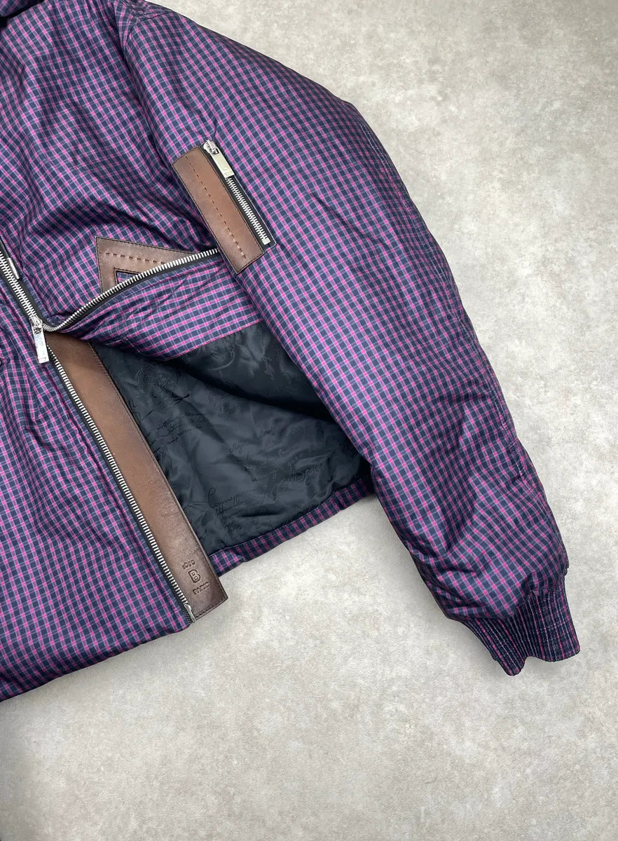FW2020 Berluti Purple Checked Hooded Cropped Bomber Jacket by Kris Van Assche QegDeAHb 12