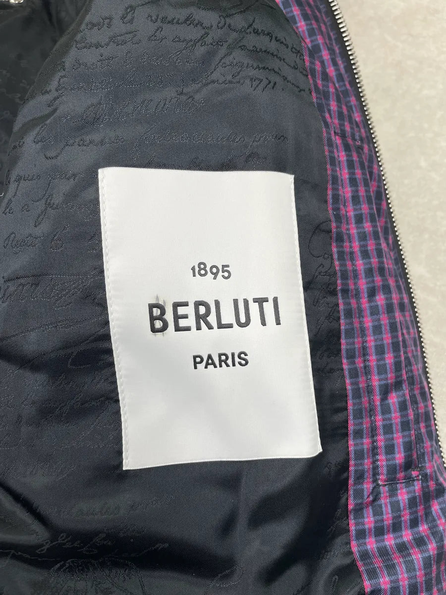 FW2020 Berluti Purple Checked Hooded Cropped Bomber Jacket by Kris Van Assche QegDeAHb 16