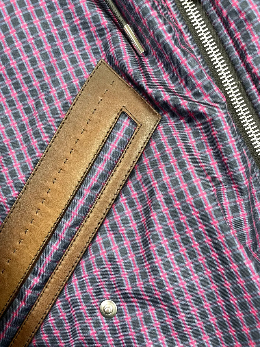 FW2020 Berluti Purple Checked Hooded Cropped Bomber Jacket by Kris Van Assche QegDeAHb 11