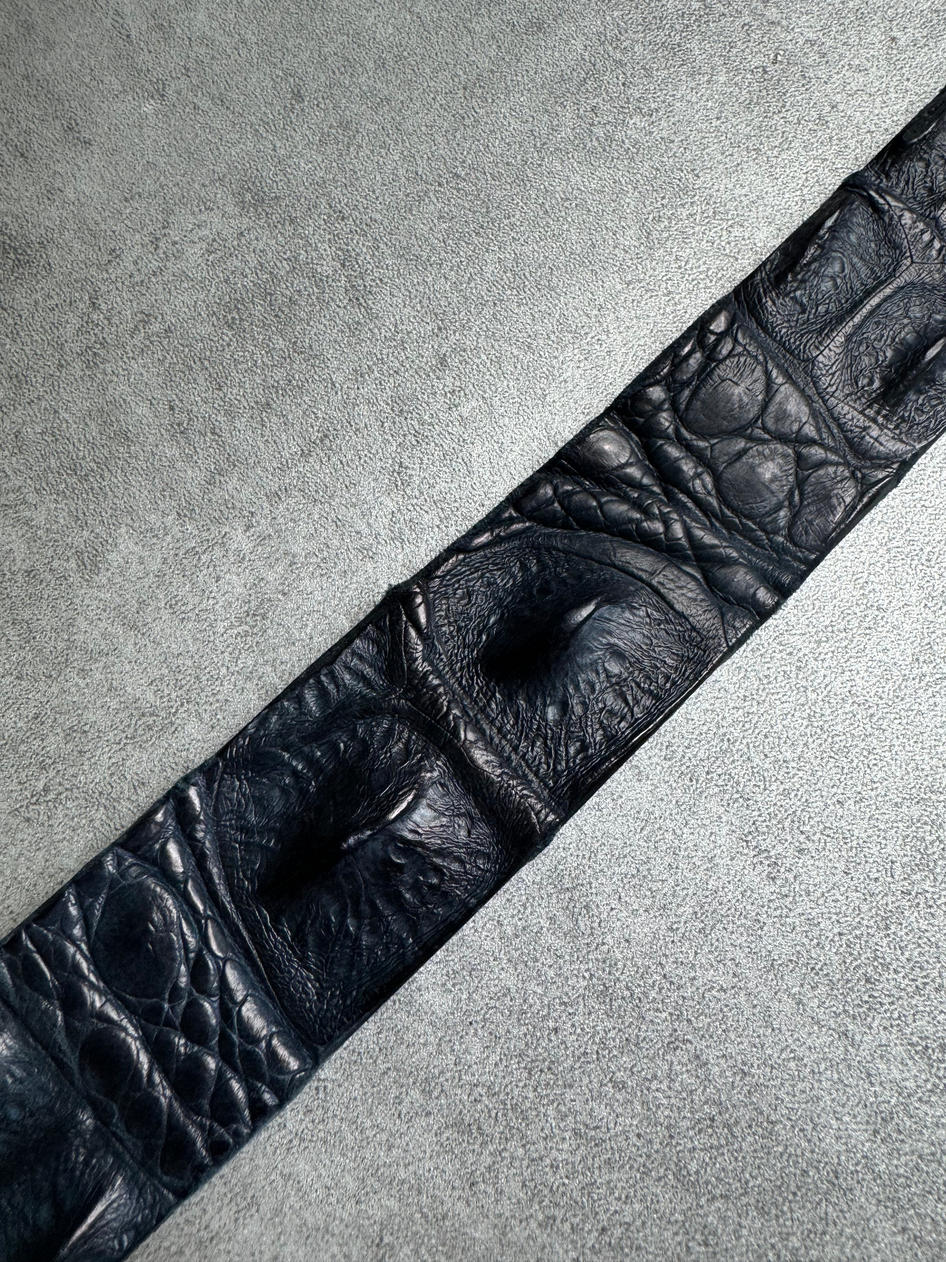 Scunzani Artisanal Navy Crocodile Leather Belt (OS) - 4