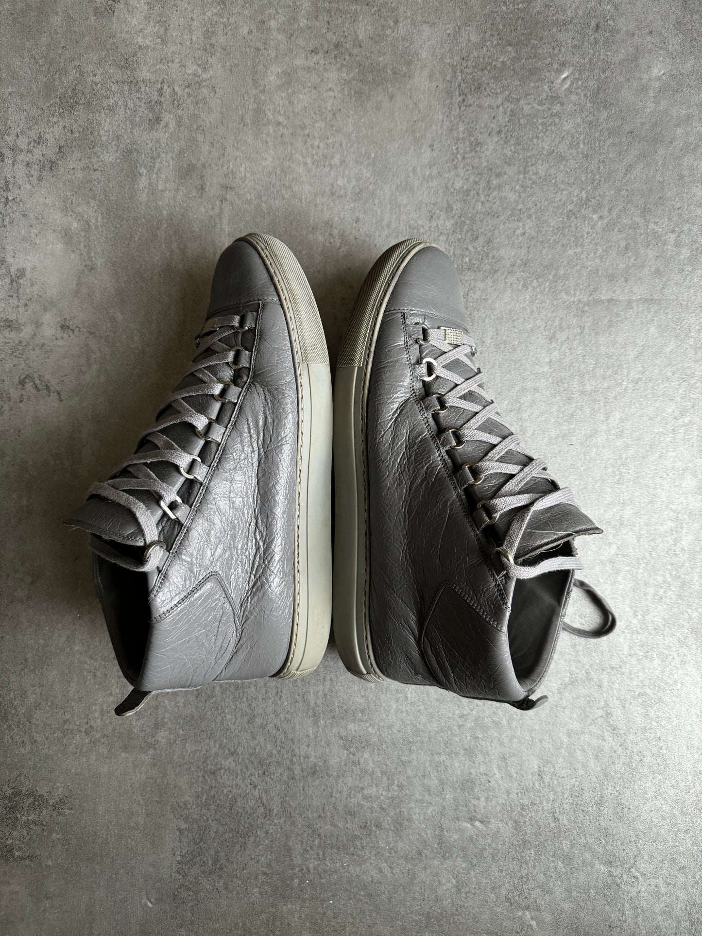 Balenciaga Arena High Grey Leather Shoes (44,5) - 7