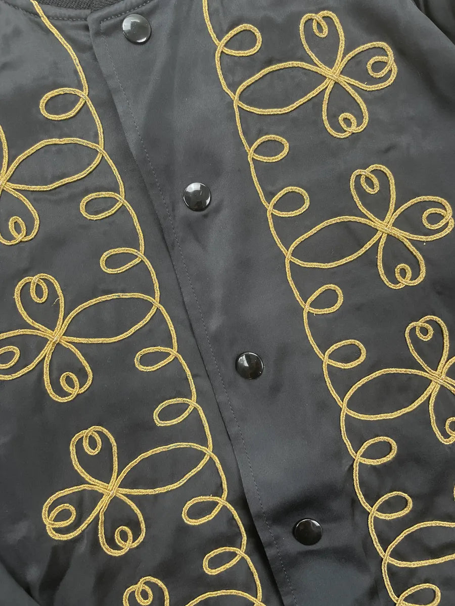 SS2015 Saint Laurent Black Satin Napoleon Bomber Jacket by Hedi Slimane  QjjgHAHQ 7
