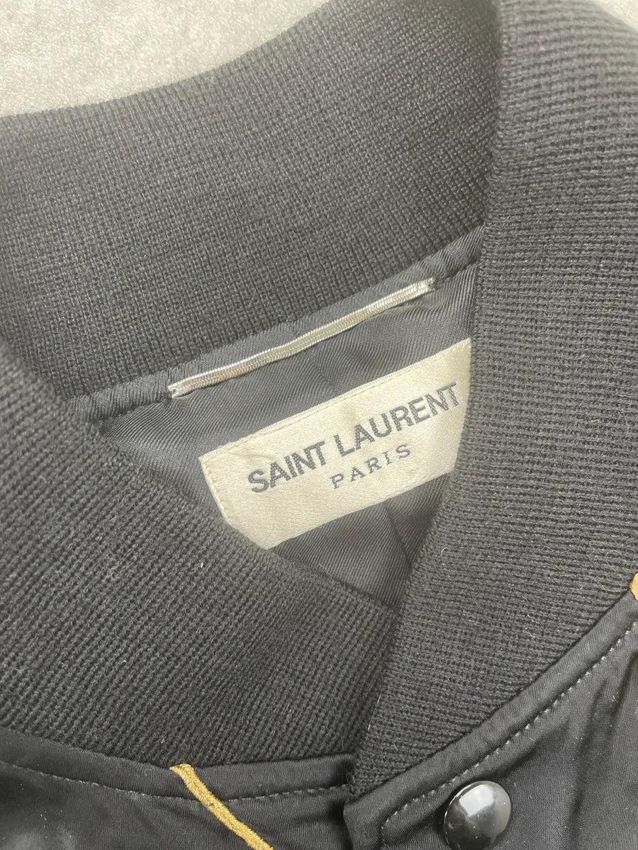 SS2015 Saint Laurent Black Satin Napoleon Bomber Jacket by Hedi Slimane  QjjgHAHQ 9