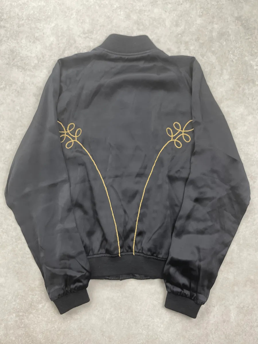 SS2015 Saint Laurent Black Satin Napoleon Bomber Jacket by Hedi Slimane  QjjgHAHQ 5