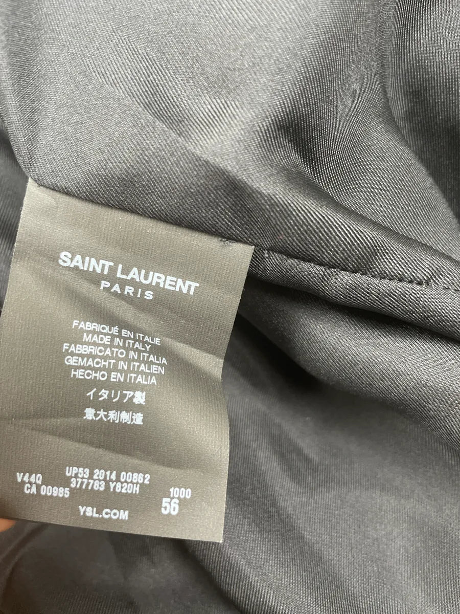 SS2015 Saint Laurent Black Satin Napoleon Bomber Jacket by Hedi Slimane  QjjgHAHQ 11
