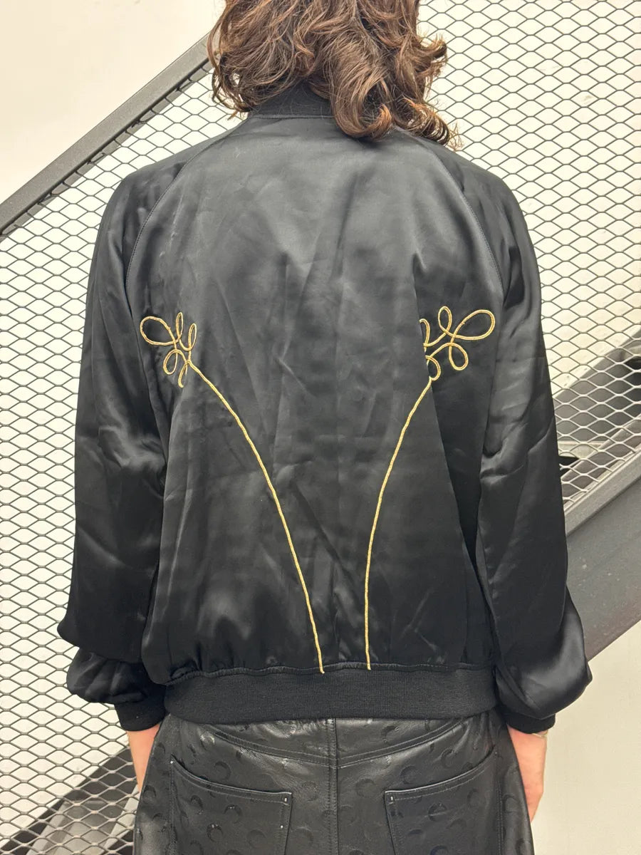 SS2015 Saint Laurent Black Satin Napoleon Bomber Jacket by Hedi Slimane  QjjgHAHQ 3