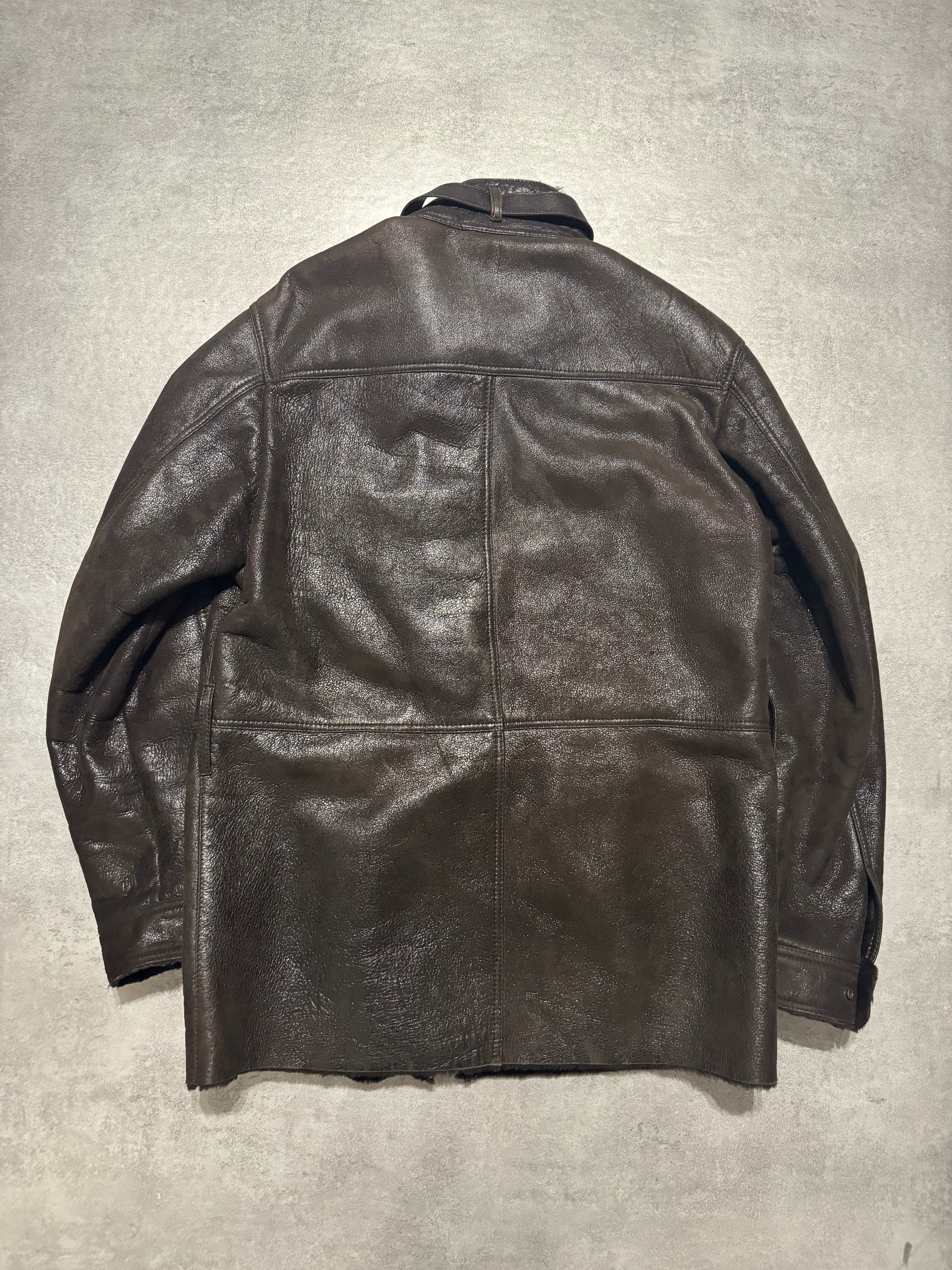 2000s Prada Imperialist Fur Brown Leather Jacket (M) - 2