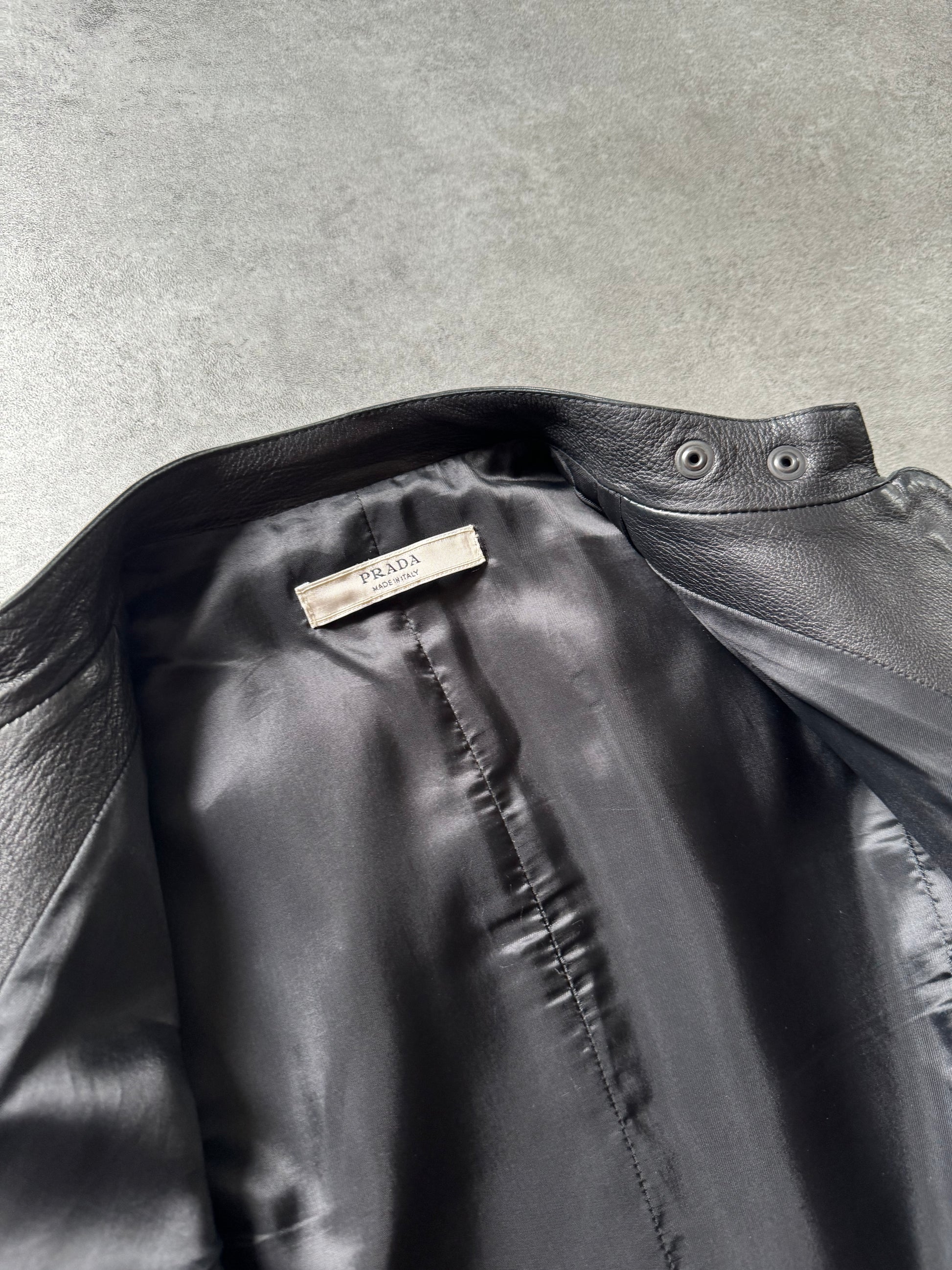 Prada Premium Black Biker Leather Jacket  (S) - 6