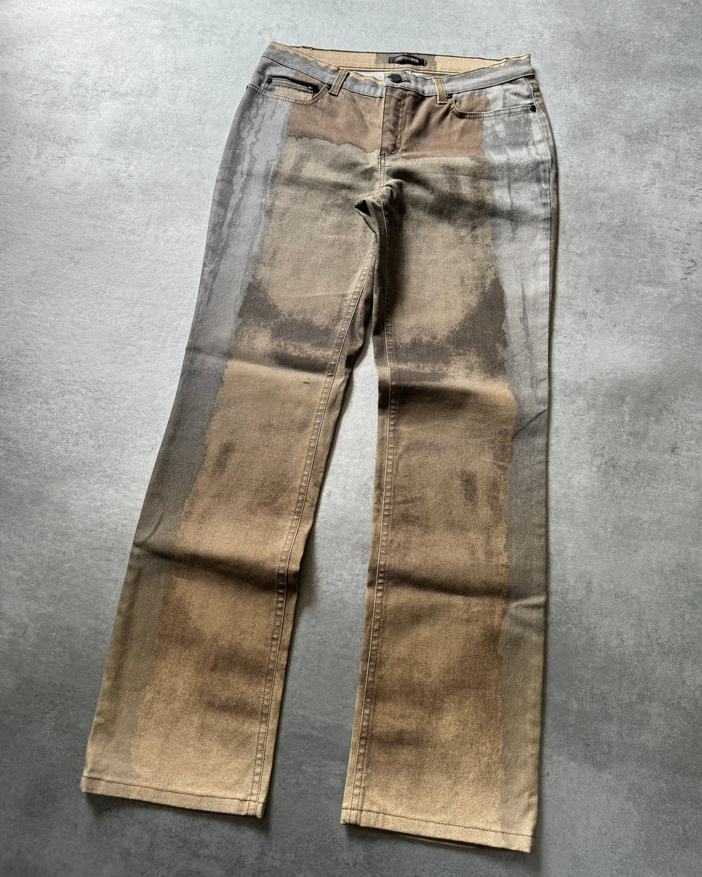 FW01 Roberto Cavalli Brown Autumn Forest Wood Pants (S) - 7