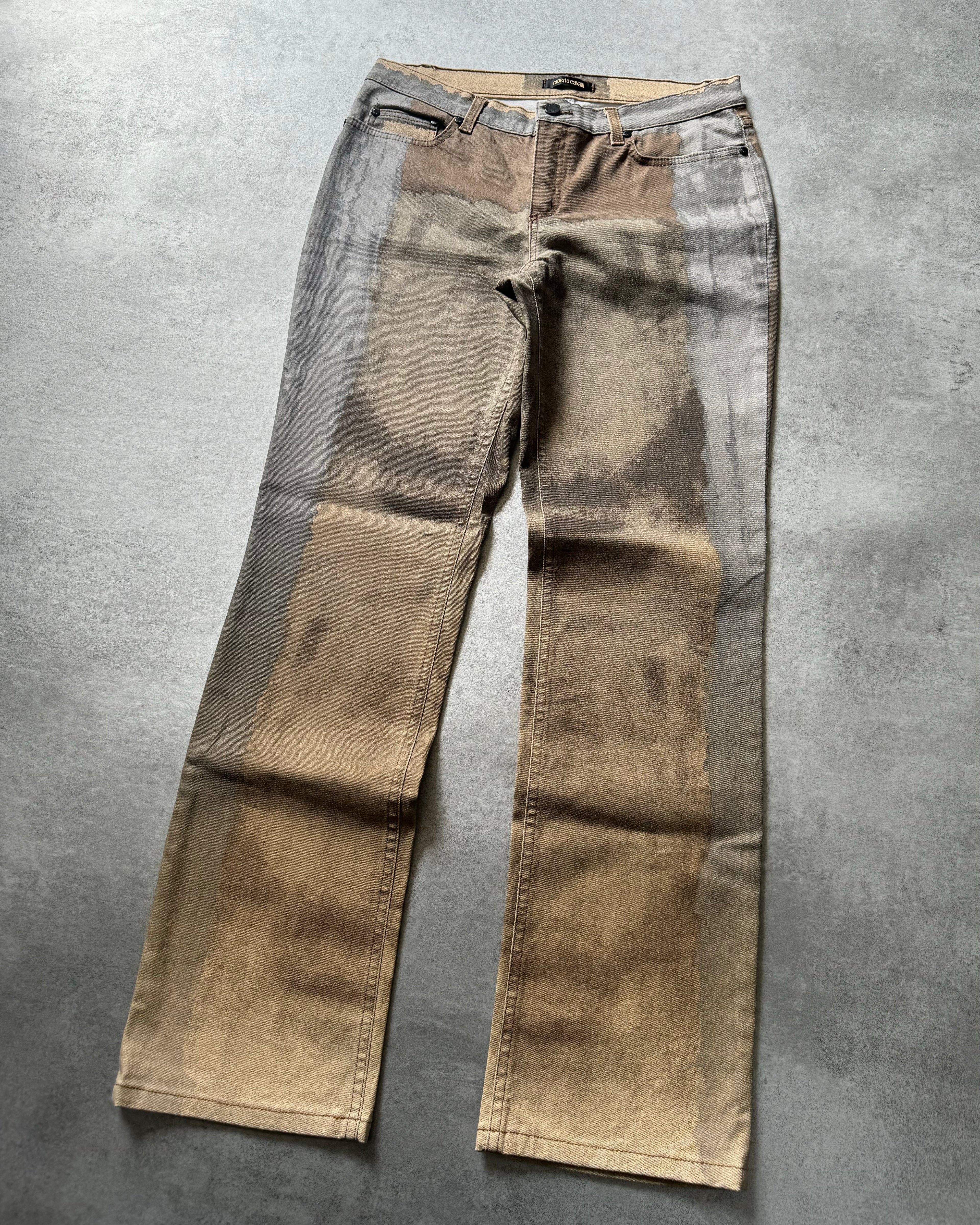 FW01 Roberto Cavalli Brown Autumn Forest Wood Pants (S) - 7