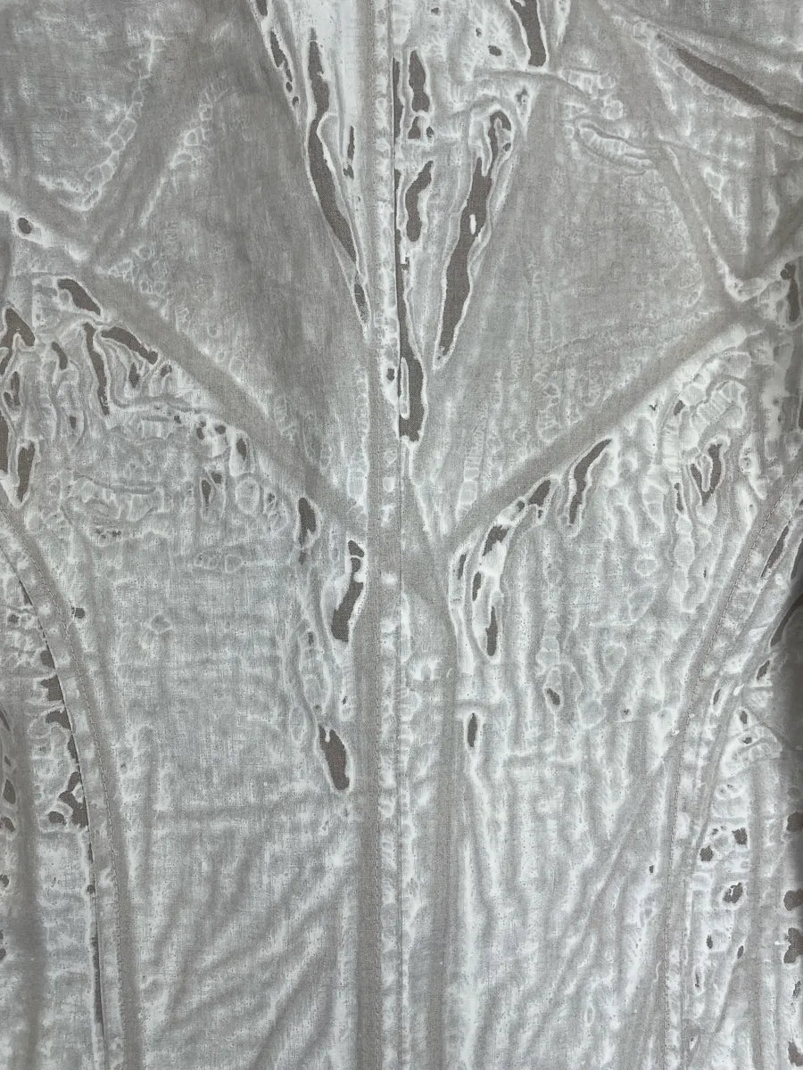 SS2006 Prada Light Grey & Beige Linen Textured Coated Pleated Long Coat QogpvNbw 10