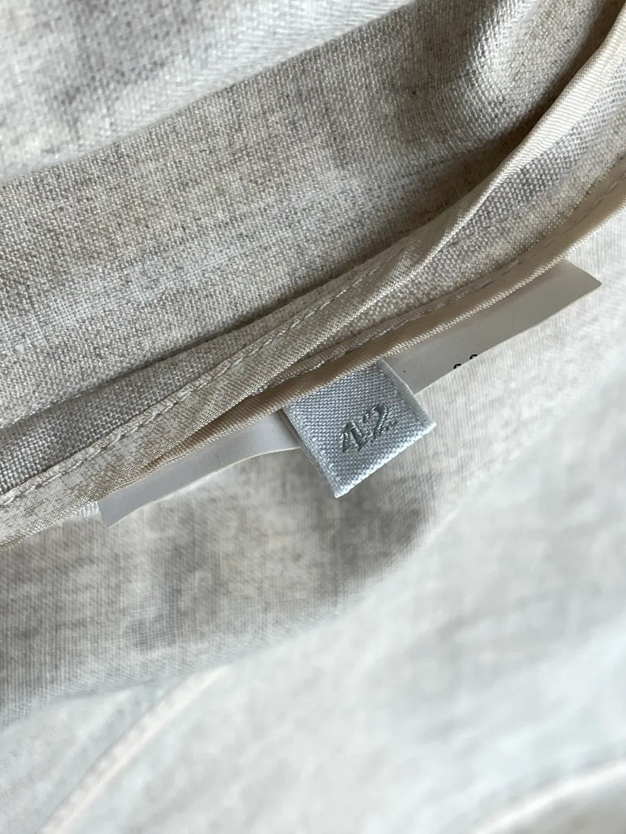 SS2006 Prada Light Grey & Beige Linen Textured Coated Pleated Long Coat QogpvNbw 12