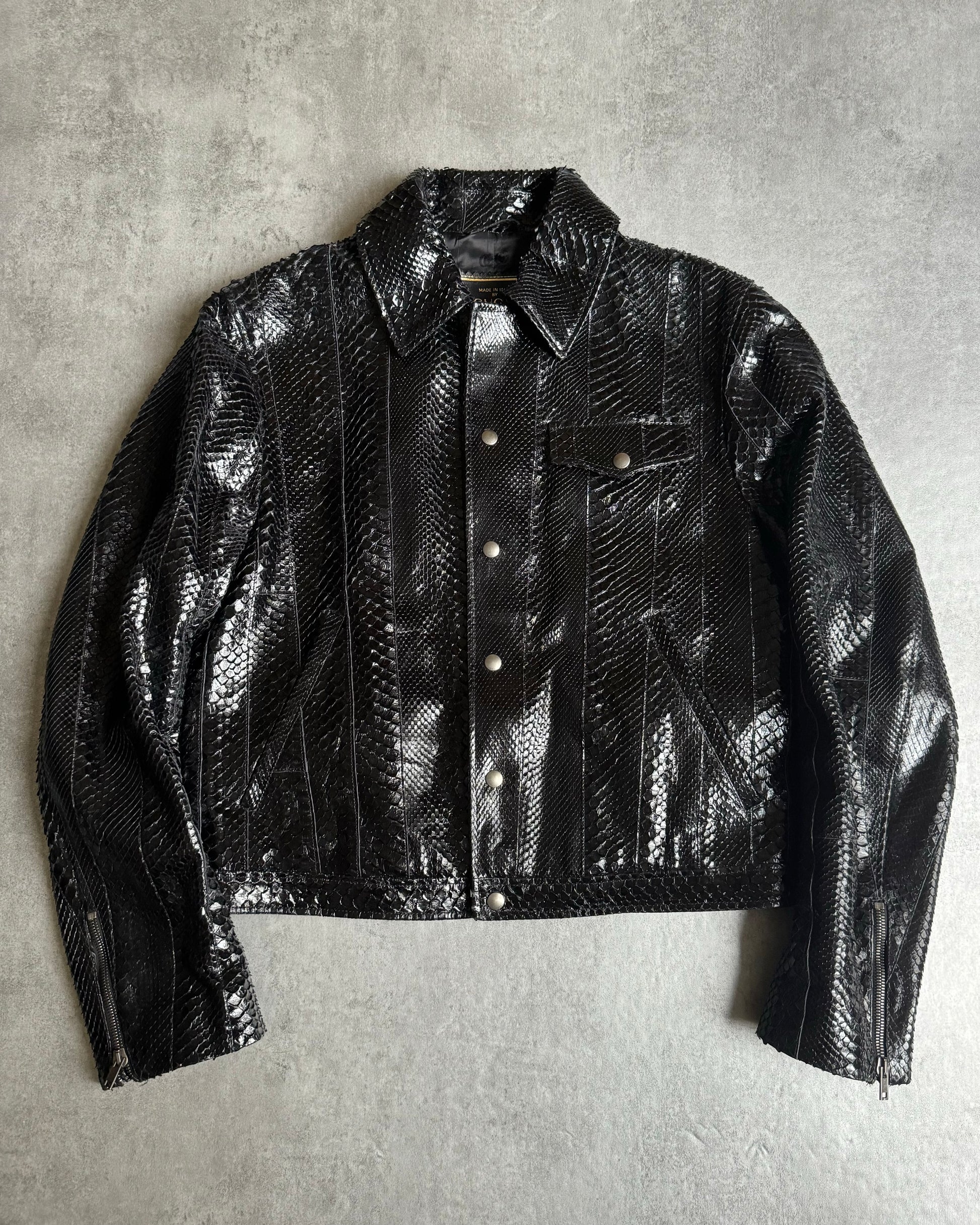 Gucci Black Python Leather Jacket (M) - 1