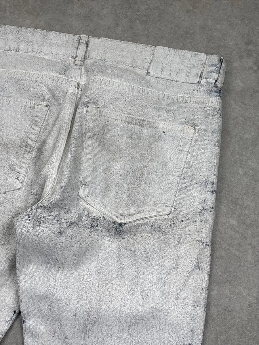 AW2012 Maison Margiela H&M White Denim Crackled Coated Jeans QtOAUlCS 10