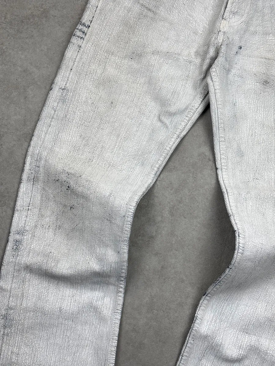 AW2012 Maison Margiela H&M White Denim Crackled Coated Jeans QtOAUlCS 5
