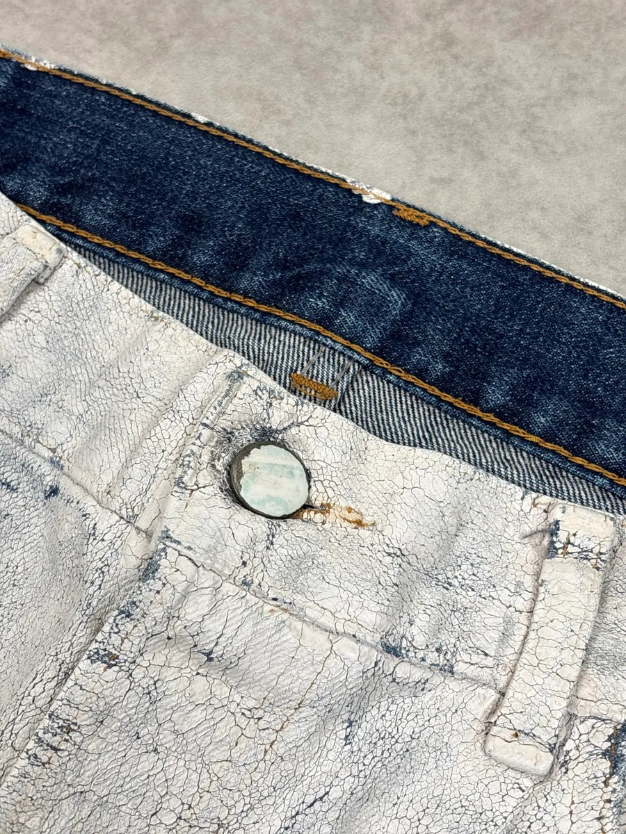 AW2012 Maison Margiela H&M White Denim Crackled Coated Jeans QtOAUlCS 7