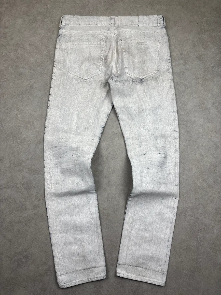 AW2012 Maison Margiela H&M White Denim Crackled Coated Jeans QtOAUlCS 4