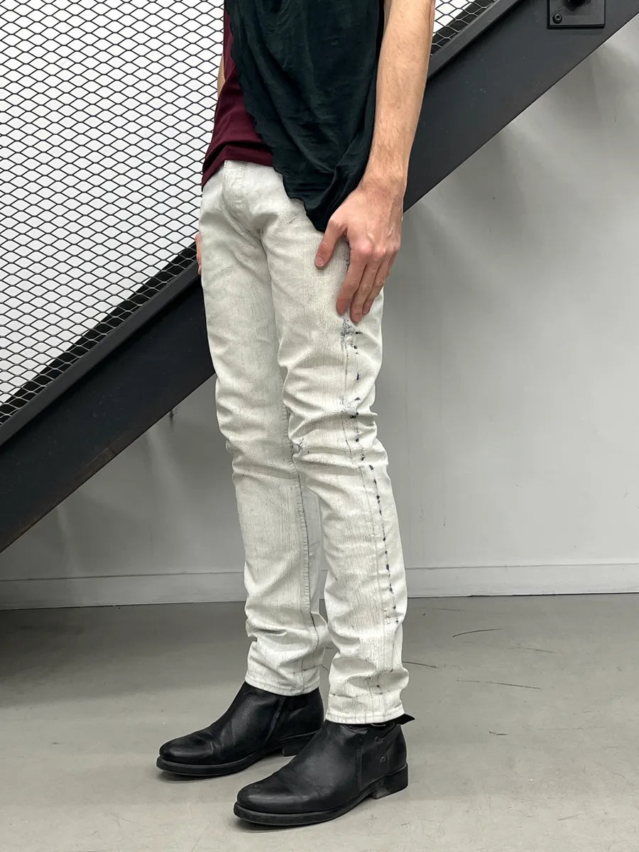 AW2012 Maison Margiela H&M White Denim Crackled Coated Jeans QtOAUlCS 2