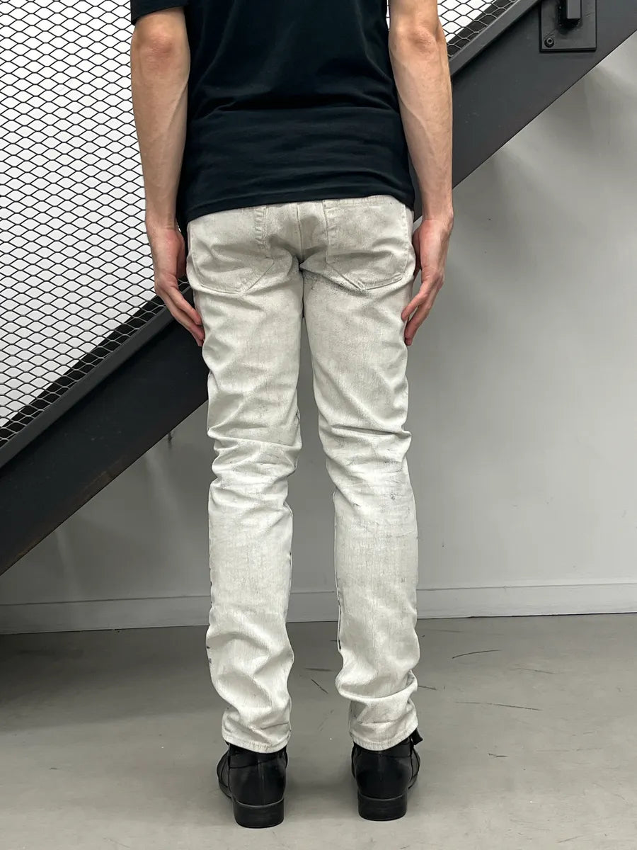 AW2012 Maison Margiela H&M White Denim Crackled Coated Jeans QtOAUlCS 3