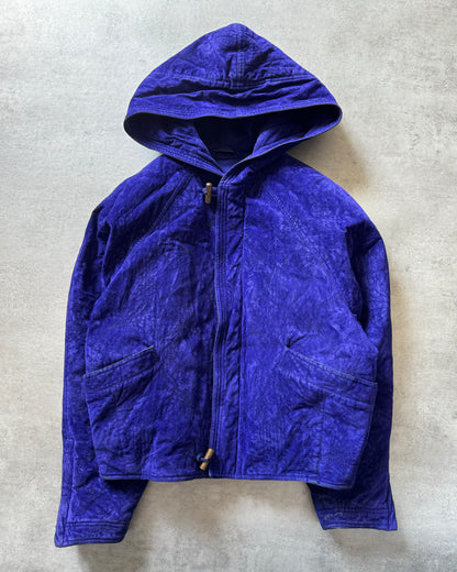 1980s Gianni Versace Blue Royal Bomber Hooded Jacket (M) - 4