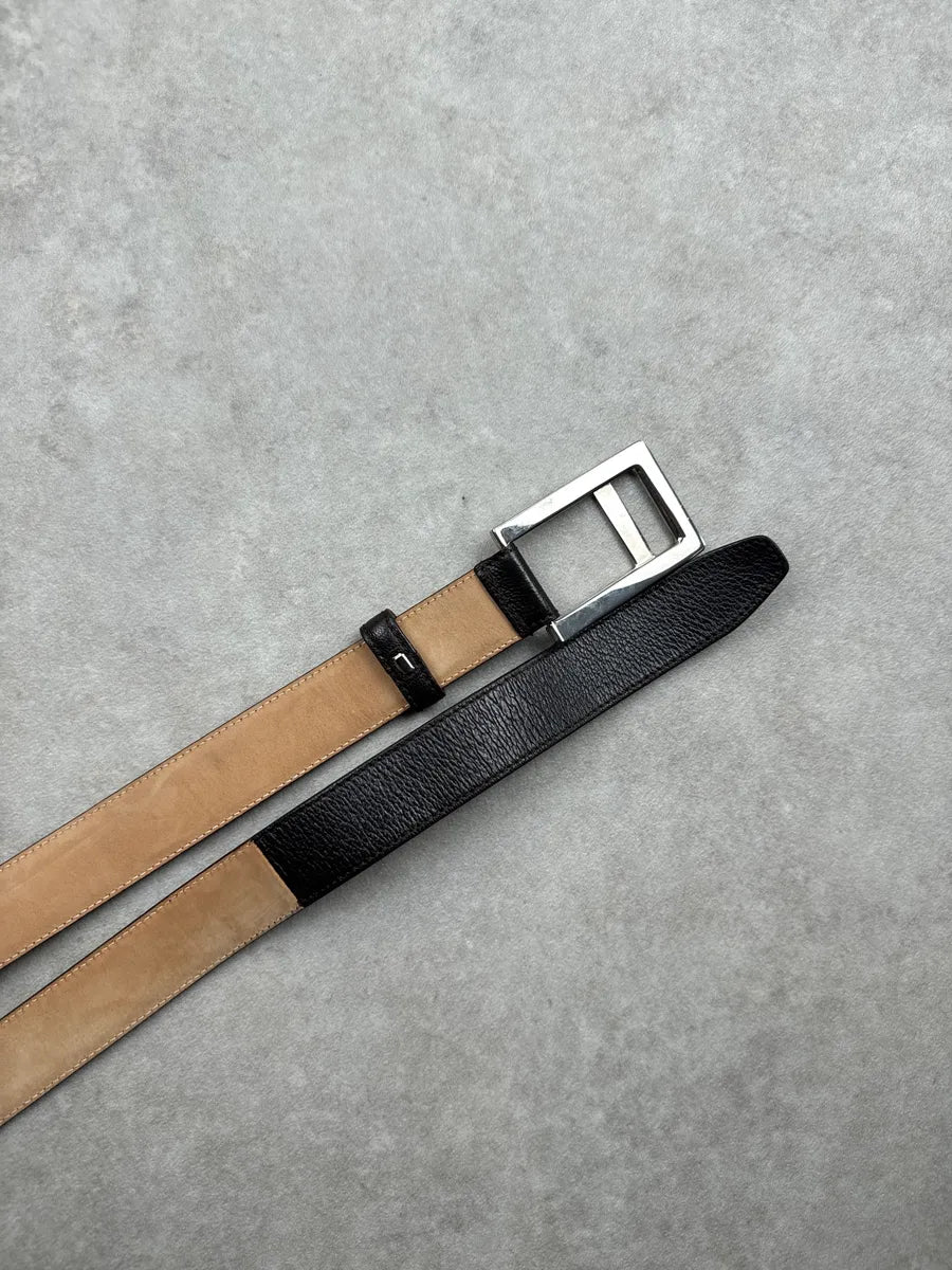 Gucci Black Leather Square Buckle Minimalist Belt QuqCWoiJ 4