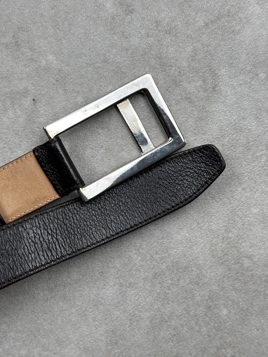 Gucci Black Leather Square Buckle Minimalist Belt QuqCWoiJ 5
