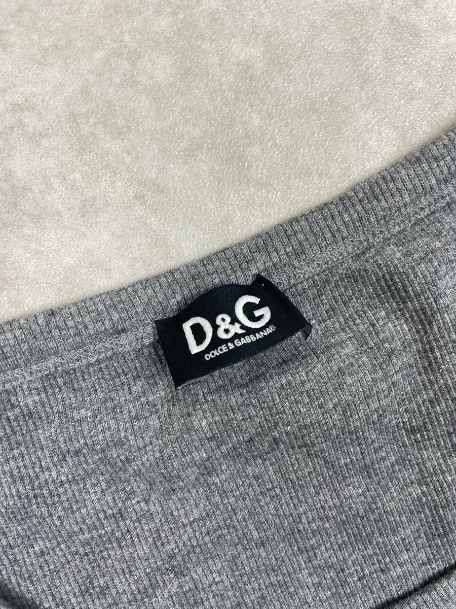 2000s Dolce & Gabbana Grey Sequin Front Knit T-Shirt QvEFaxfA 7
