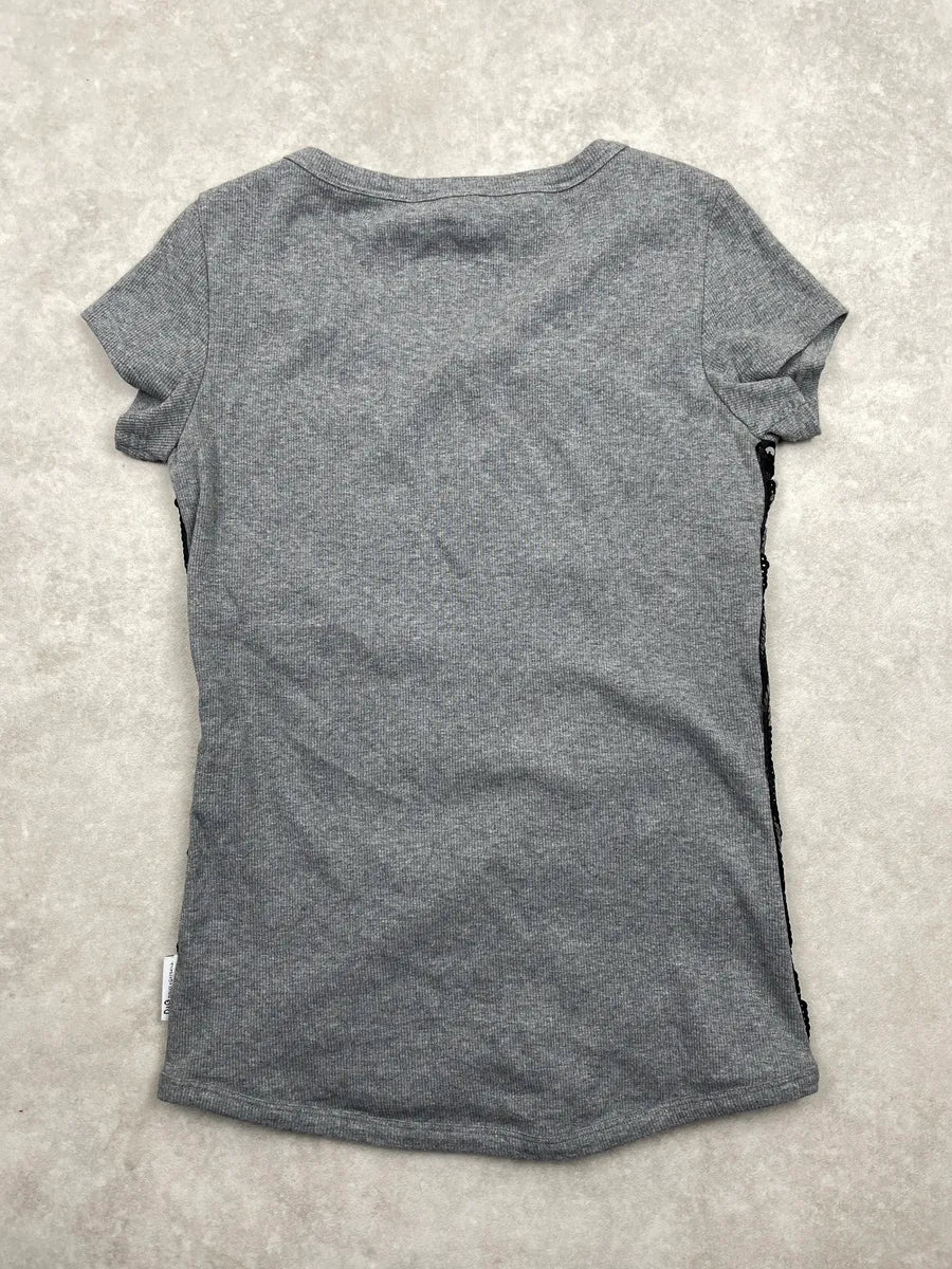 2000s Dolce & Gabbana Grey Sequin Front Knit T-Shirt QvEFaxfA 4